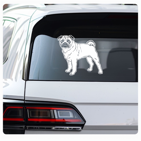 Hundeaufkleber Mops Pug stehend Autoaufkleber Auto Sticker Aufkleber A1735